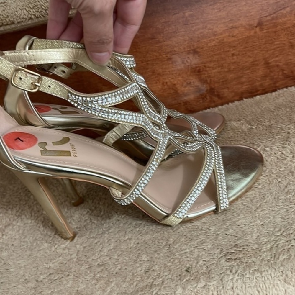 Rhinestone Open Toe Heels Sandals Size 7 - Picture 1 of 9